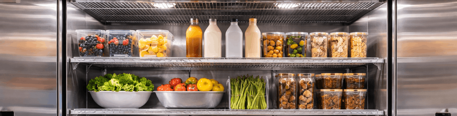 Organized reach-in refrigerator interior