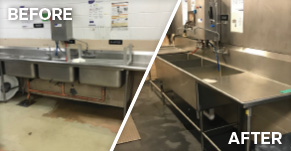 Three-compartment sink upgrade project in Ohio